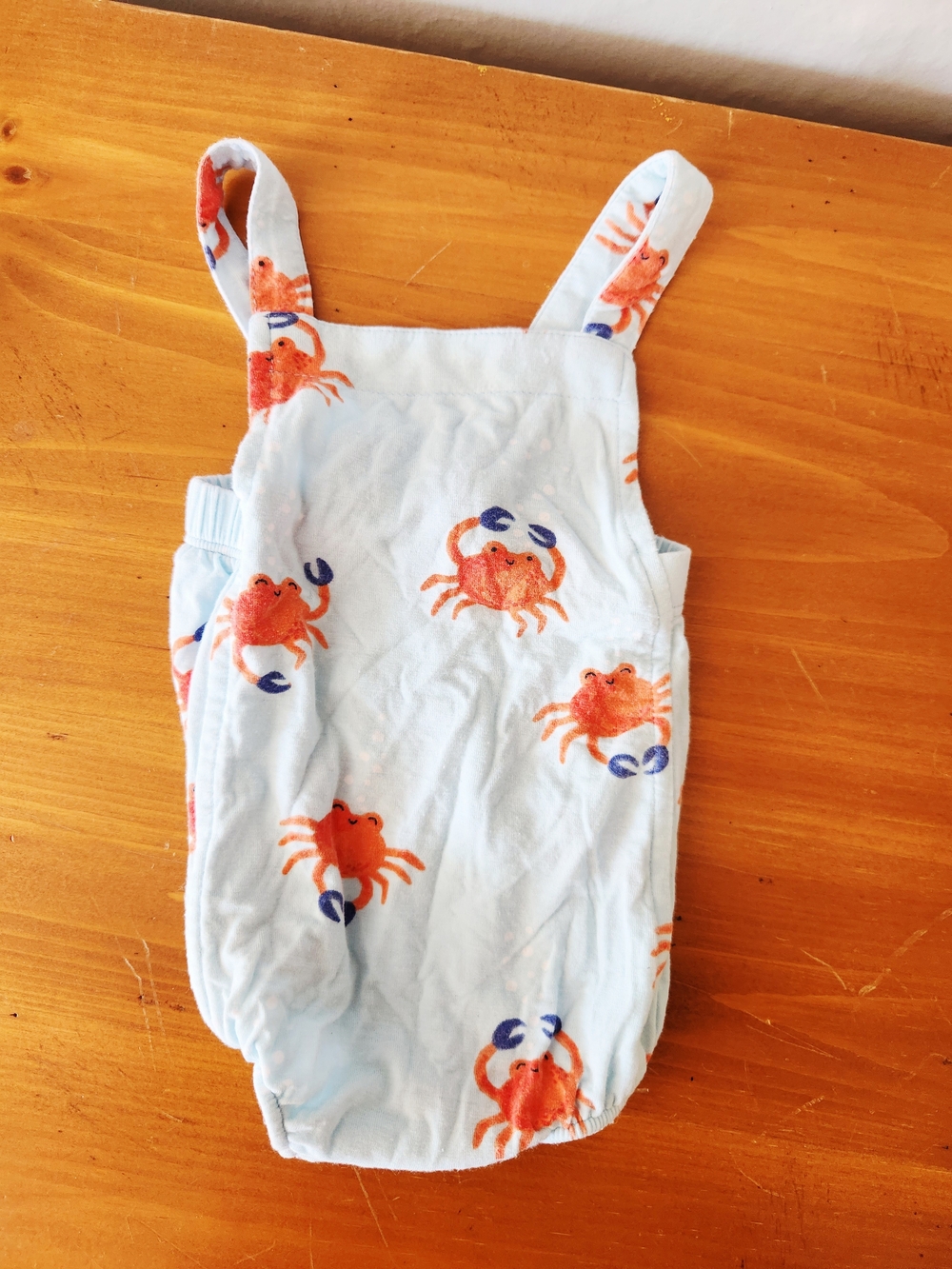 Angel Dear 0-3m Bamboo Crab Print Bubble Overalls